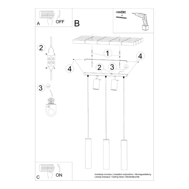 Lampe suspendue Veraaeen 3 noir