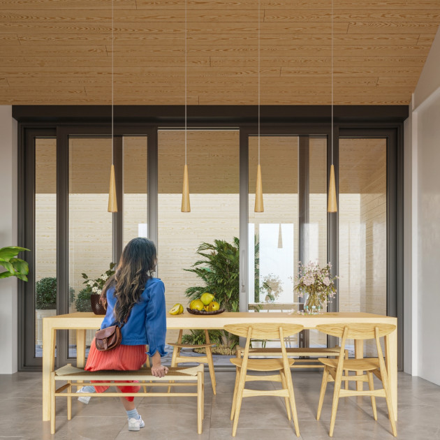Lampe suspendue Aleen 1 en bois naturel