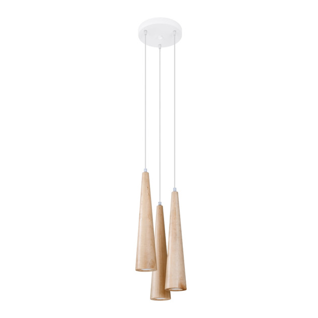 Lampe suspendue Aleen 3P en bois naturel