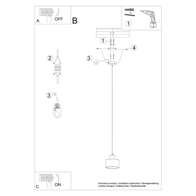 Lampe suspendue Velyen 1 noir