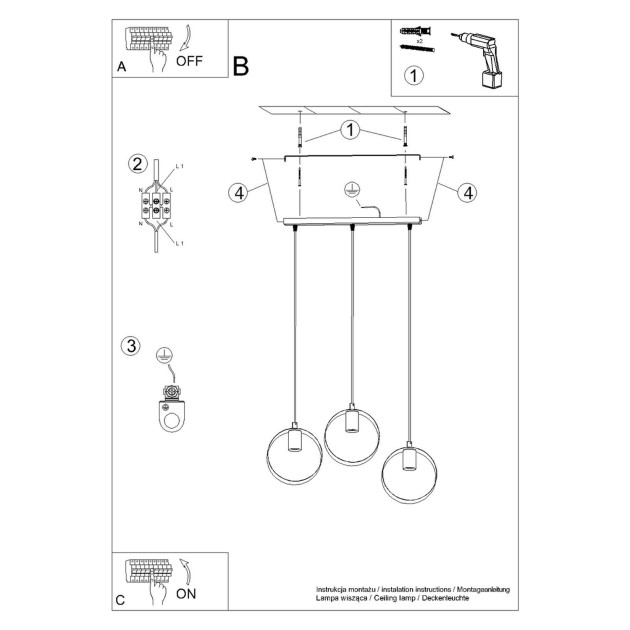 Lampe pendante Aliar 3 biała