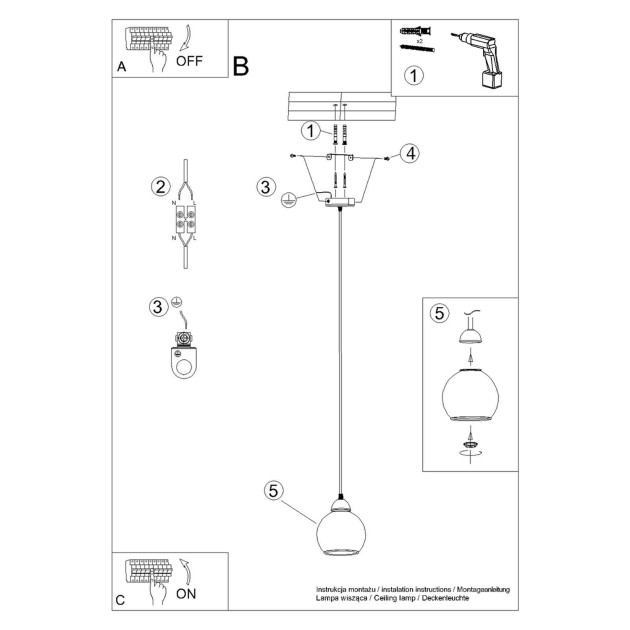 Lampe pendante Orana 1 noir