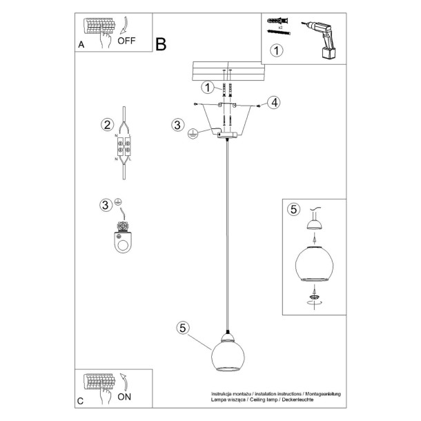 Lampe pendante Orana 1 noir