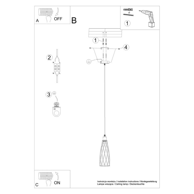 Lampe suspendue Aureays 1 noir