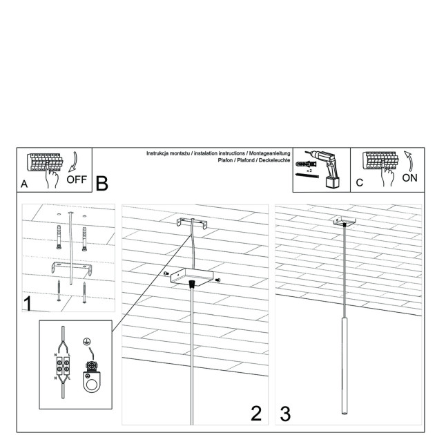 Lampe suspendue Noraaeen 1 or poli