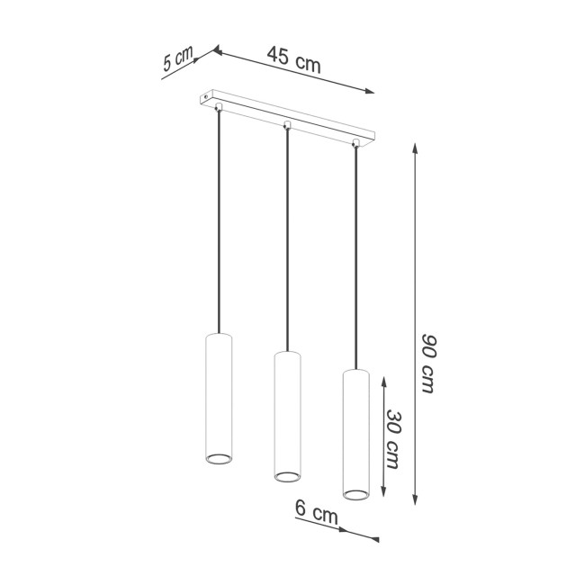 Lampe pendante Noraaena 3 or poli