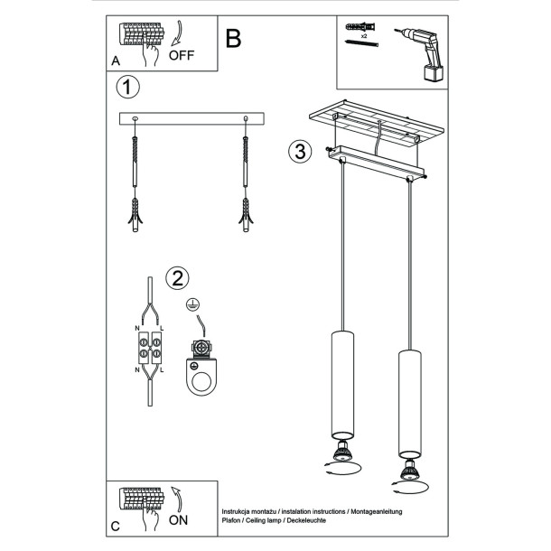 Lampe suspendue Noraaena 2 or poli