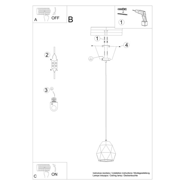 Lampe suspendue en céramique Lineaola