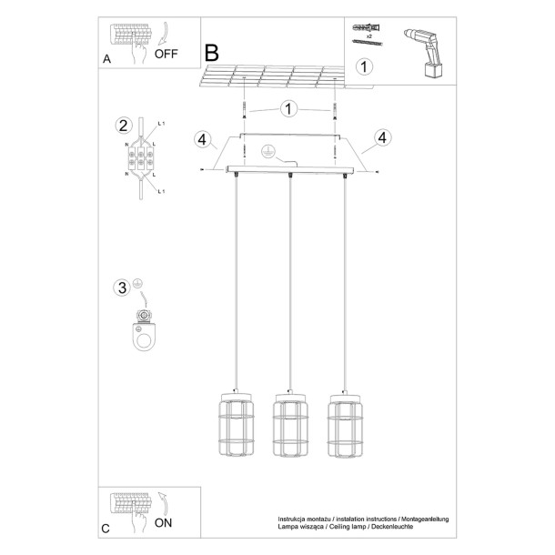 Lampe suspendue Aloor 3L