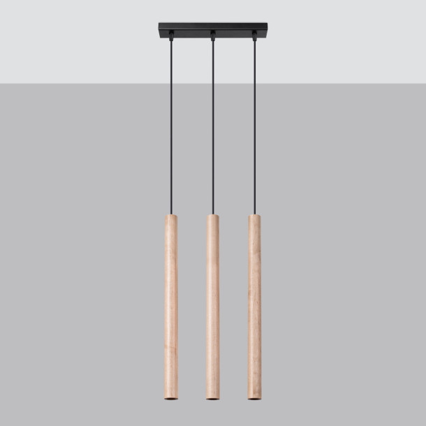 Lampe suspendue Noraaeen 3L bois