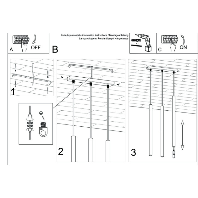 Lampe suspendue Noraaeen 3L bois