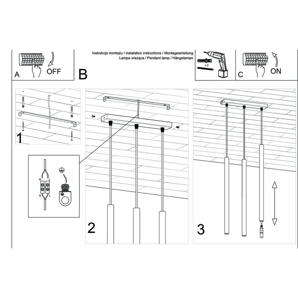 Lampe suspendue Noraaeen 3L bois
