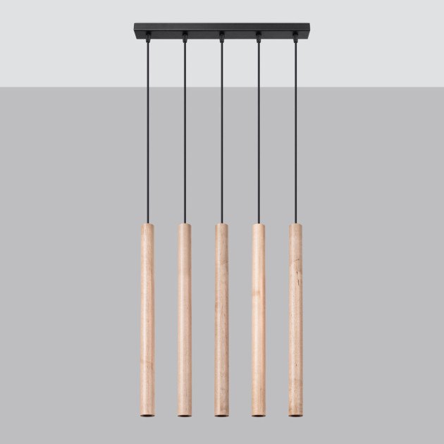 Lampe suspendue Noraaeen 5L bois