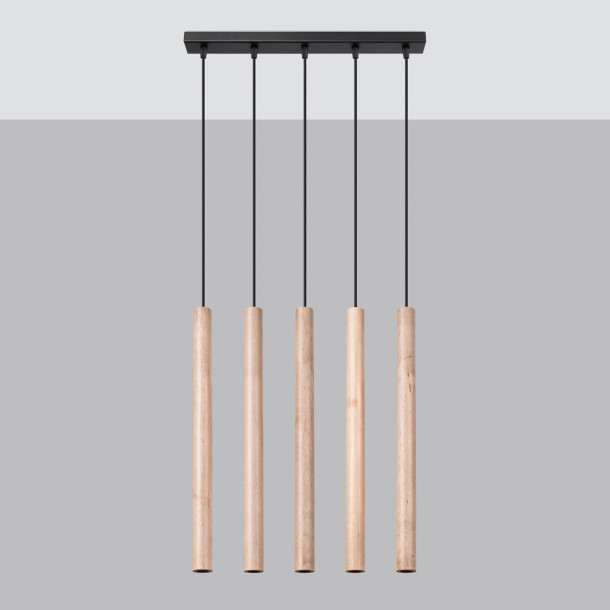 Lampe suspendue Noraaeen 5L bois