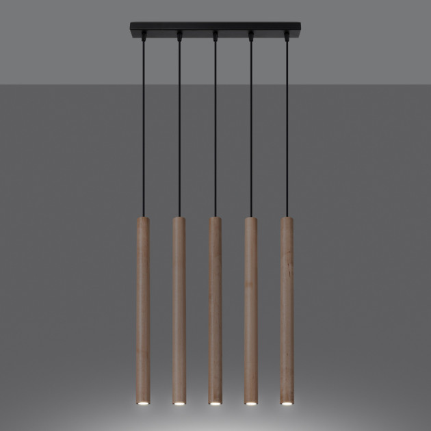 Lampe suspendue Noraaeen 5L bois