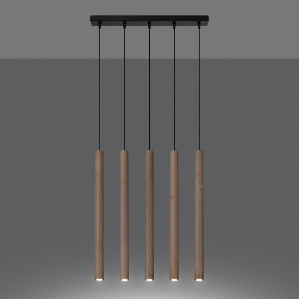Lampe suspendue Noraaeen 5L bois