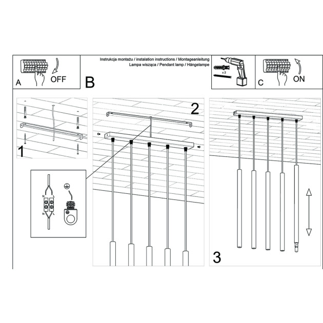 Lampe suspendue Noraaeen 5L bois