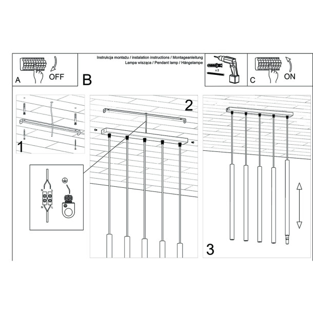 Lampe suspendue Noraaeen 5L bois