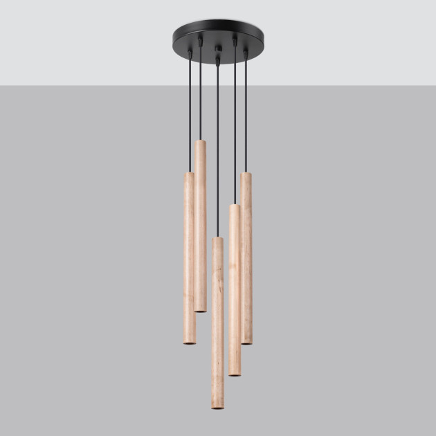Lampe pendante Noraaeen 5P bois