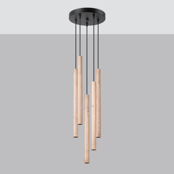 Lampe pendante Noraaeen 5P bois