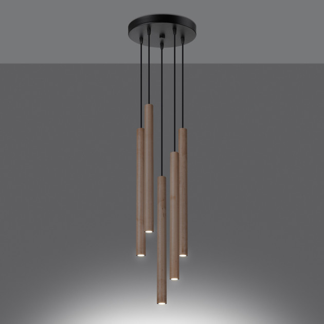 Lampe pendante Noraaeen 5P bois
