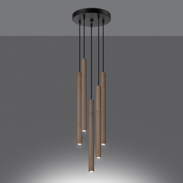 Lampe pendante Noraaeen 5P bois