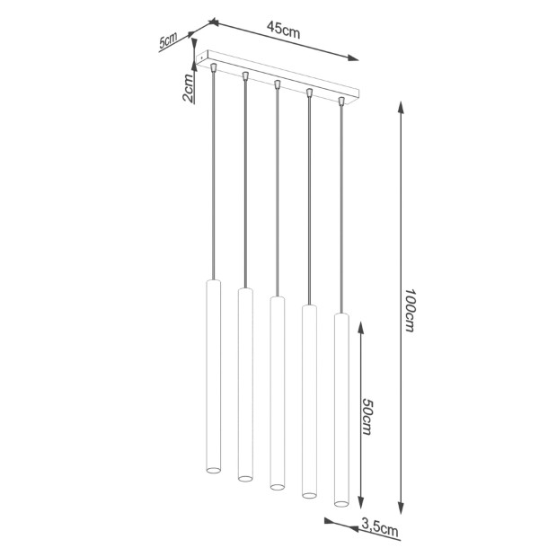 Lampe suspendue Noraaeen 5L béton