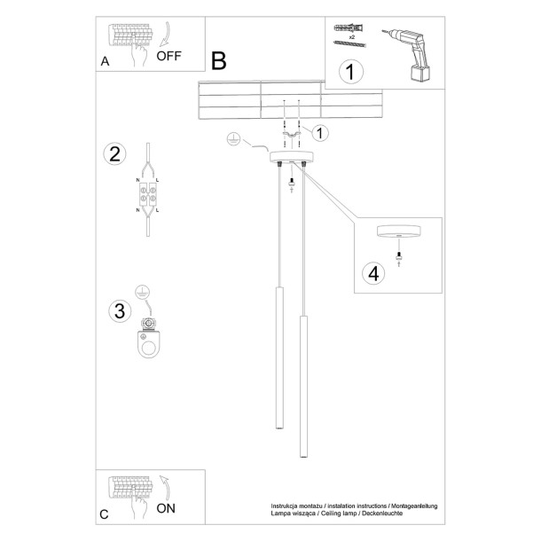 Lampe suspendue Noraaeen 2 noir