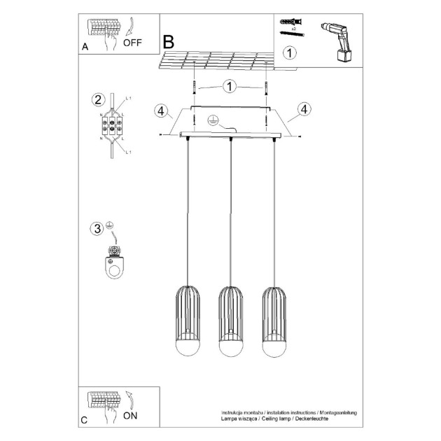 Lampe suspendue Velaela 3L blanc