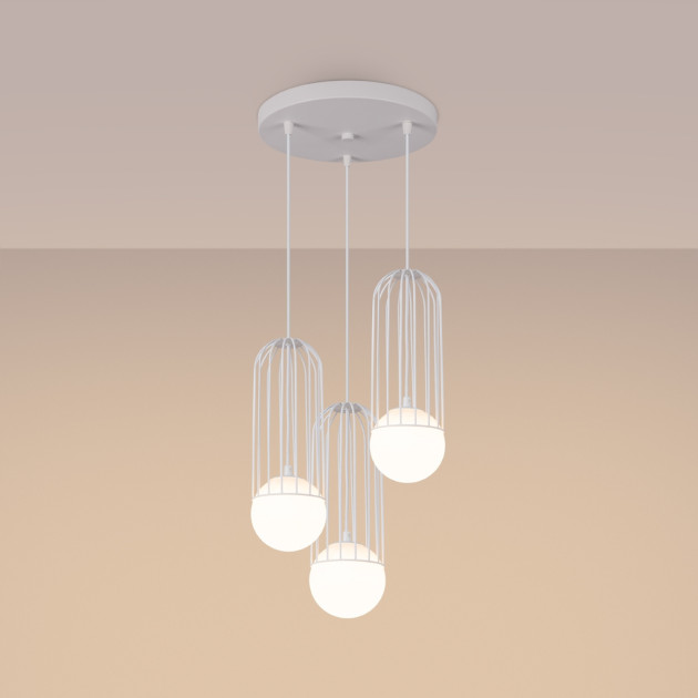 Lampe suspendue Velaela 3P blanc