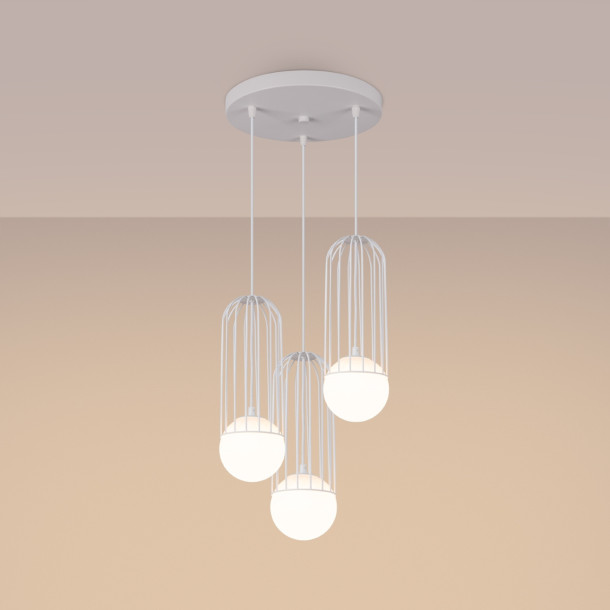 Lampe suspendue Velaela 3P blanc