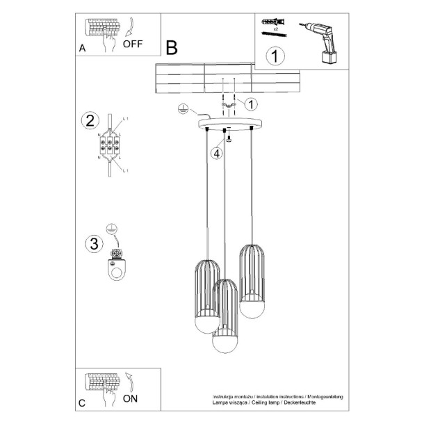 Lampe suspendue Velaela 3P blanc
