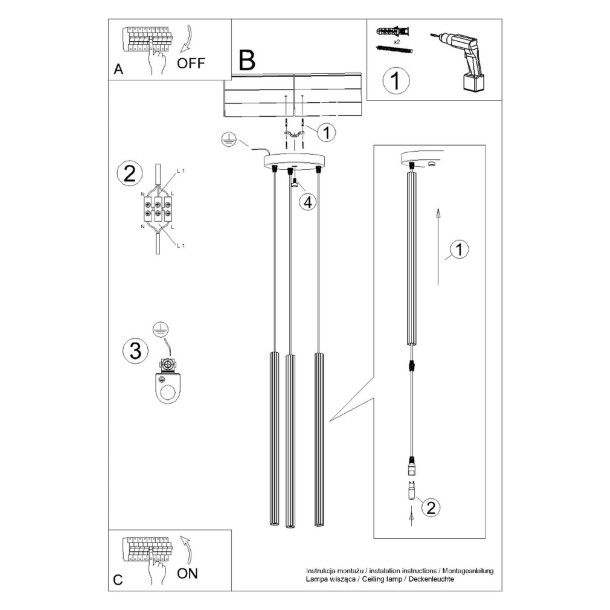 Lampe suspendue Aureyra 3P noir