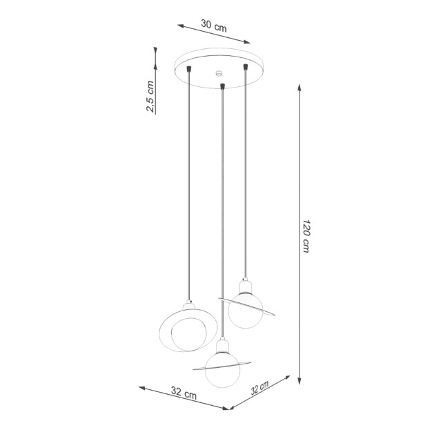 Lampe suspendue Alira 3P noir