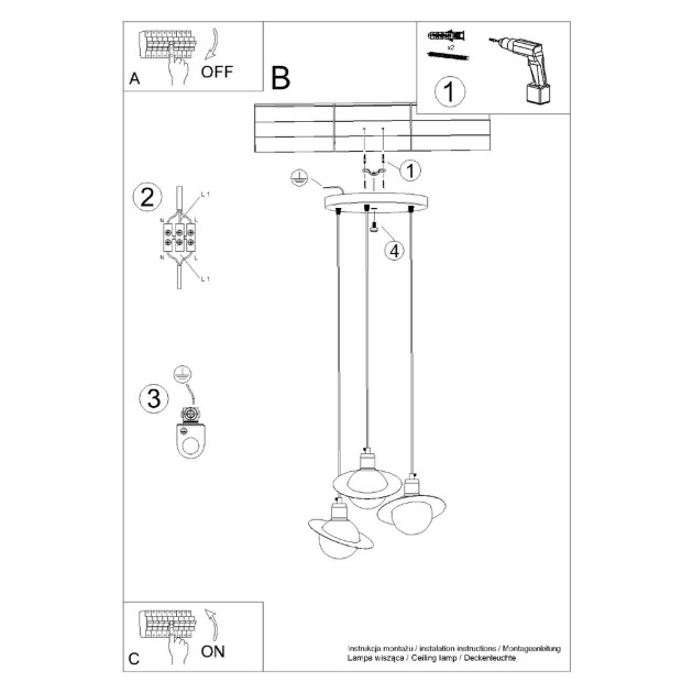 Lampe suspendue Alira 3P noir