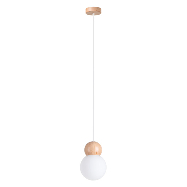 Lampe suspendue Luxeyon 1 blanc/bois naturel