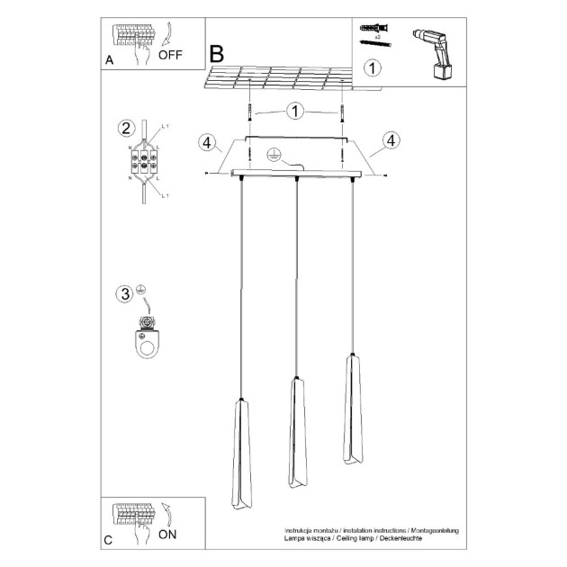Lampe suspendue Lineaaeen 3L noir