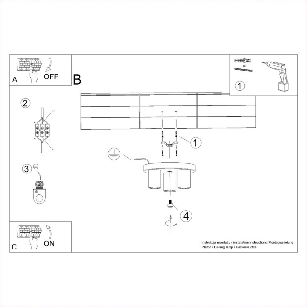 Plafonnier Noraaena 3P blanc
