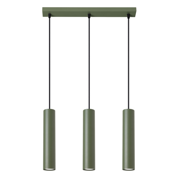 Lampe suspendue Noraaena 3L vert olive