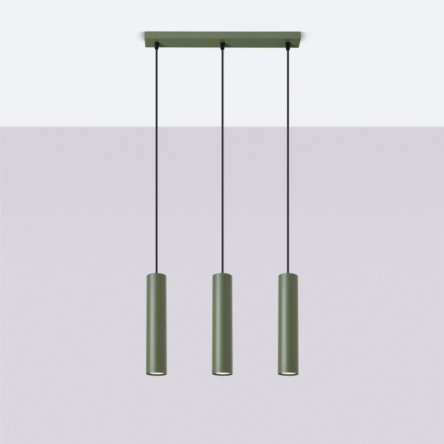 Lampe suspendue Noraaena 3L vert olive