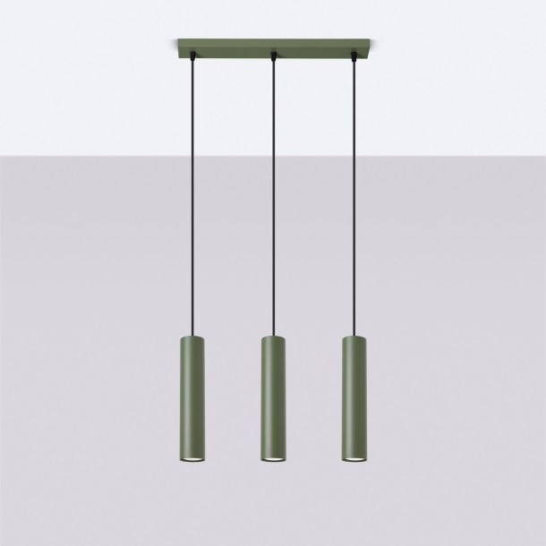 Lampe suspendue Noraaena 3L vert olive