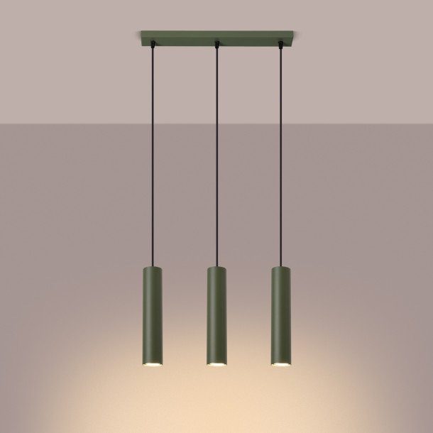 Lampe suspendue Noraaena 3L vert olive