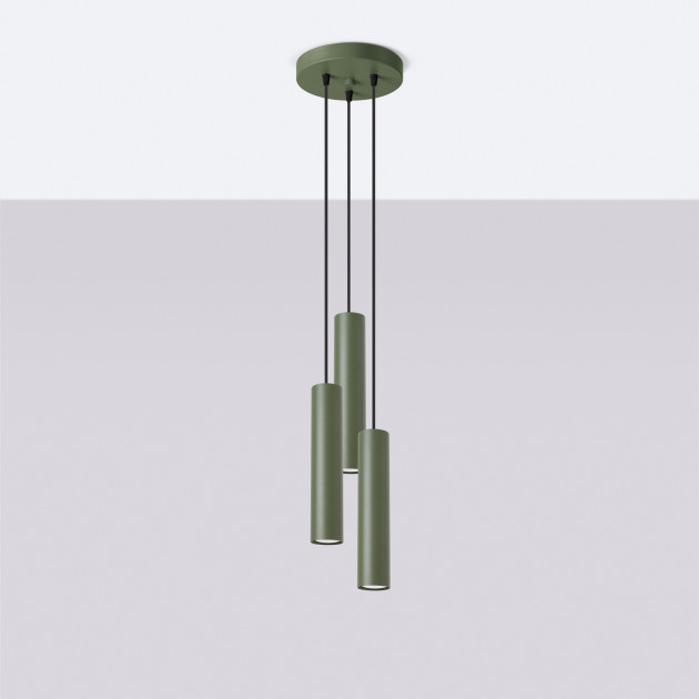 Lampe pendante Noraaena 3P vert olive