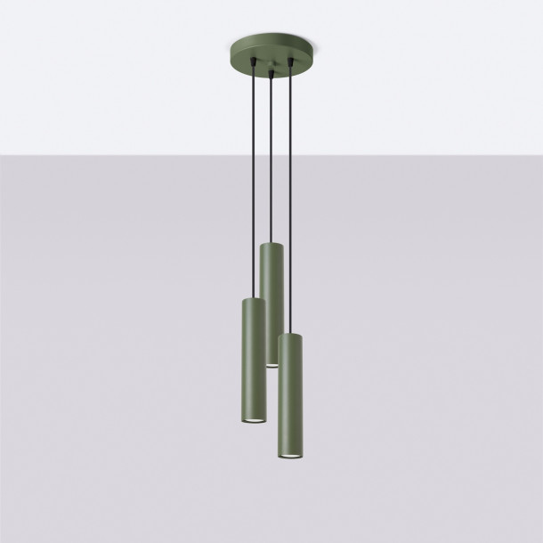Lampe pendante Noraaena 3P vert olive