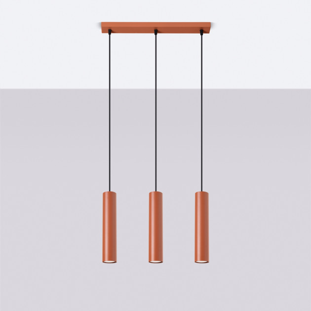 Lampe suspendue Noraaena 3L rouge ocre