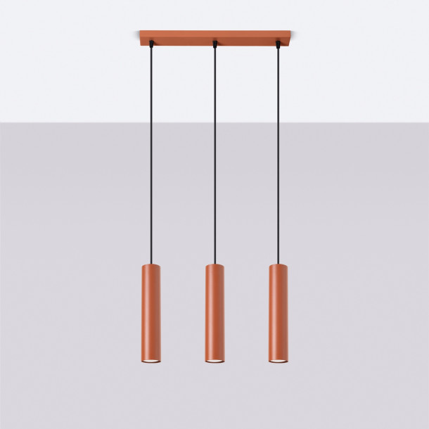 Lampe suspendue Noraaena 3L rouge ocre