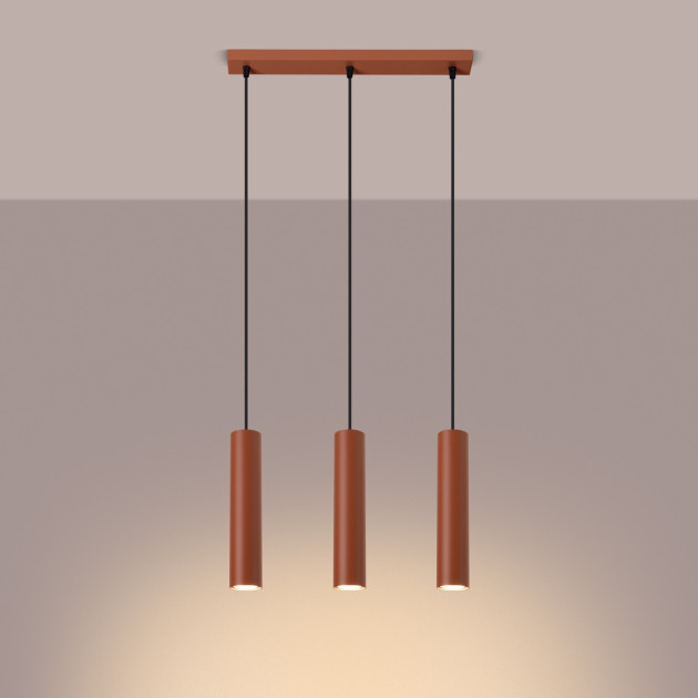 Lampe suspendue Noraaena 3L rouge ocre