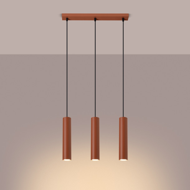 Lampe suspendue Noraaena 3L rouge ocre
