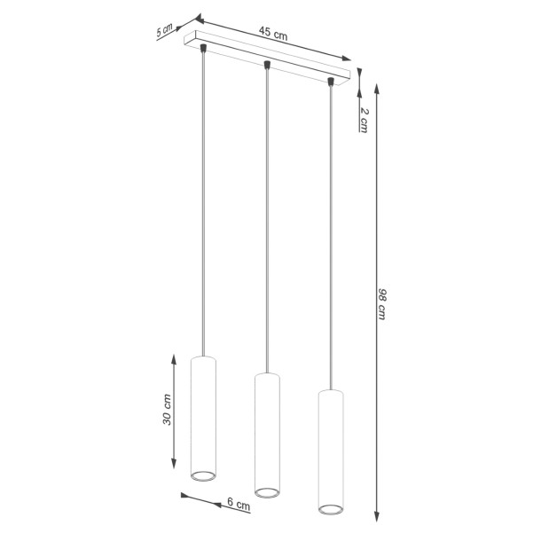 Lampe suspendue Noraaena 3L rouge ocre