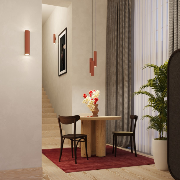 Lampe suspendue Noraaena 3L rouge ocre